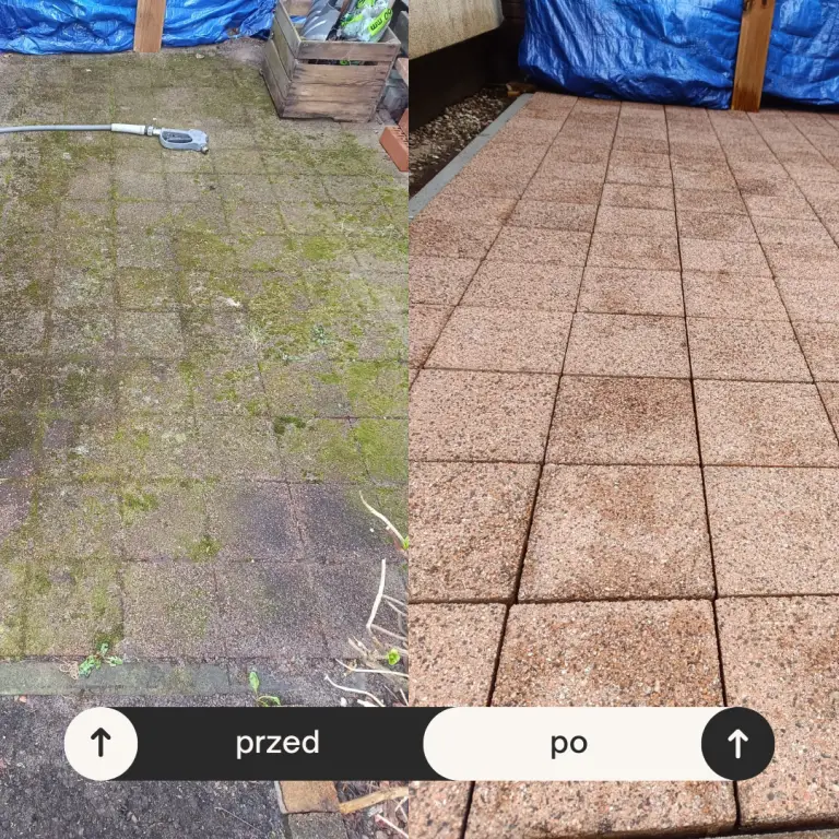 profesjonalne mycie kostki brukowej trójmiasto. efekt przed i po myciu